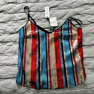 Heartloom, sequined cami with adjustable straps, size XS
